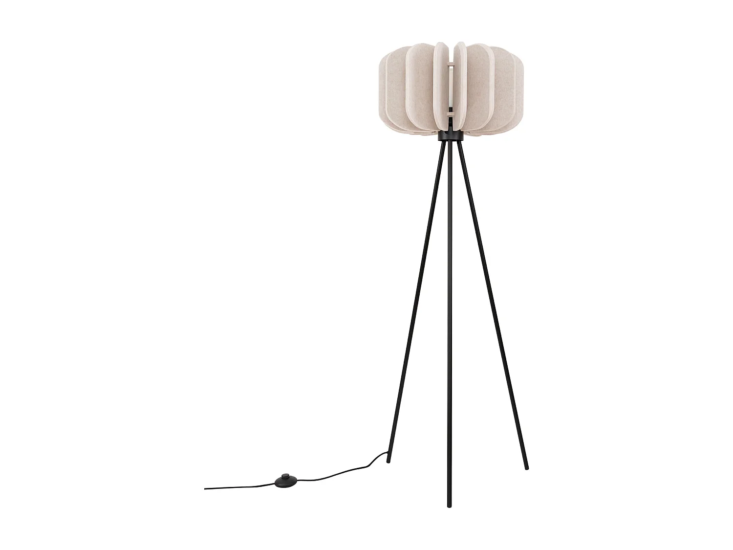 Lámpara de pie Mula moderno de fieltro/acero - 1 fuentes luminosas - L.45 x A.134 cm - beige/negro