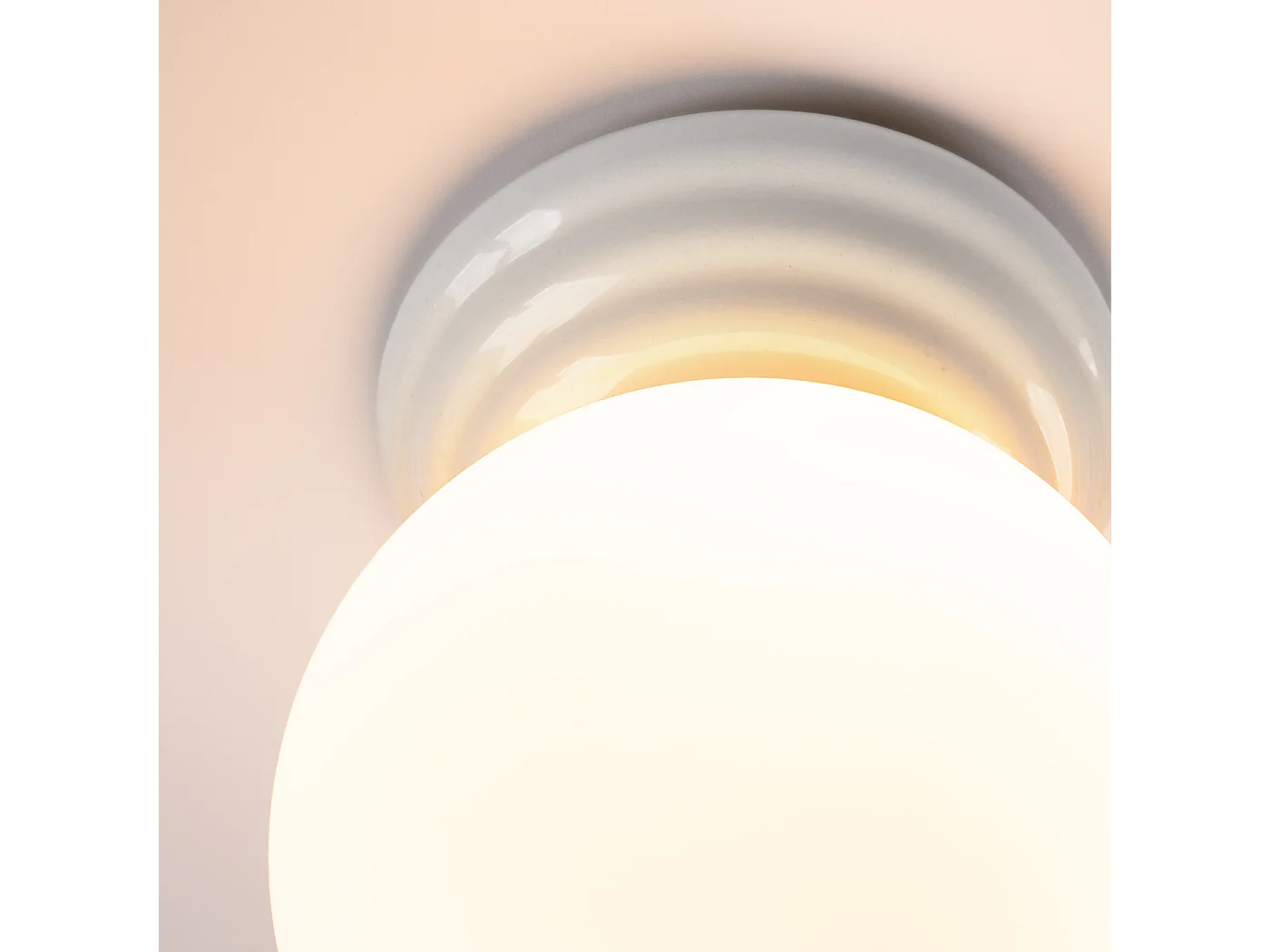 Lámpara de techo Zori minimalista de cerámica/vidrio vidriado - 1 fuentes luminosas - L.12 x A.12 cm - blanco