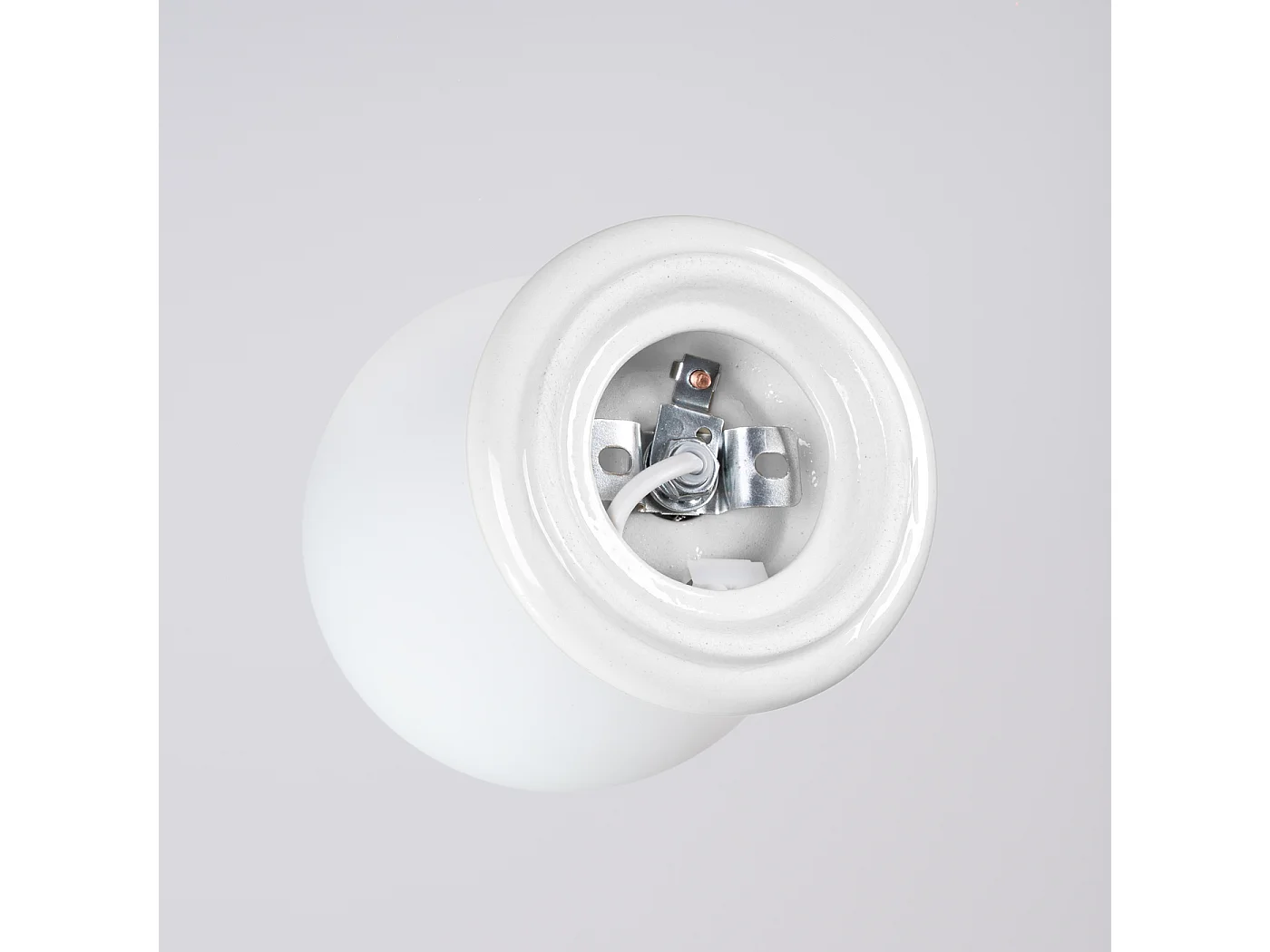 Plafonnier minimaliste en céramique émaillée/verre - 1 sources lumineuses - L.12 x H.12 cm - blanc