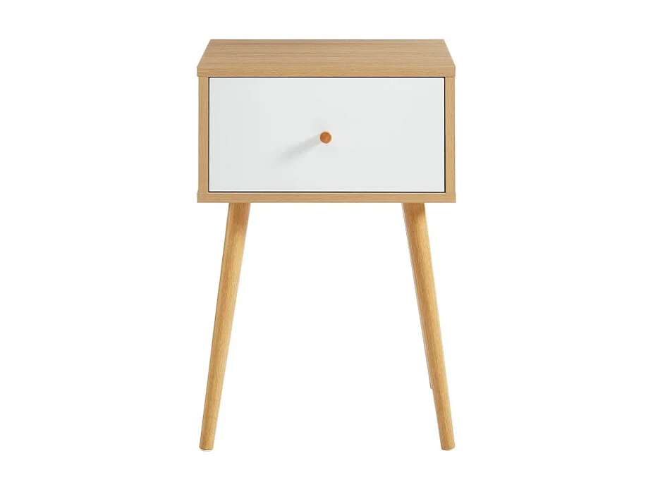 Table de chevet HORTENSE blanc et effet chêne 40cm