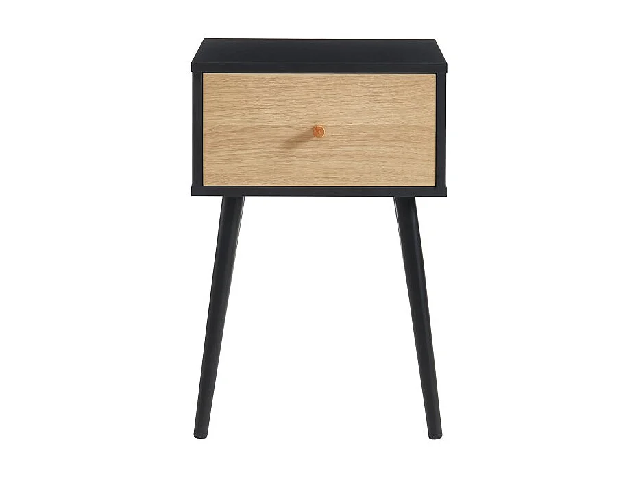 Table de chevet HORTENSE coloris noir et effet chêne
