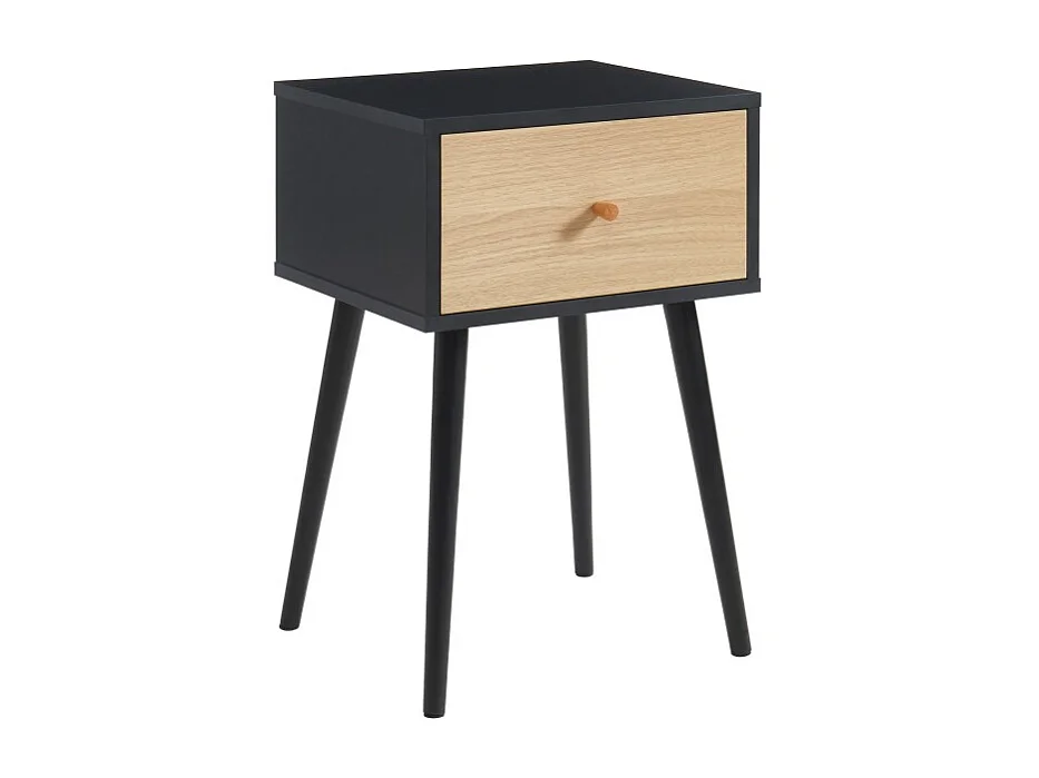 Table de chevet HORTENSE coloris noir et effet chêne