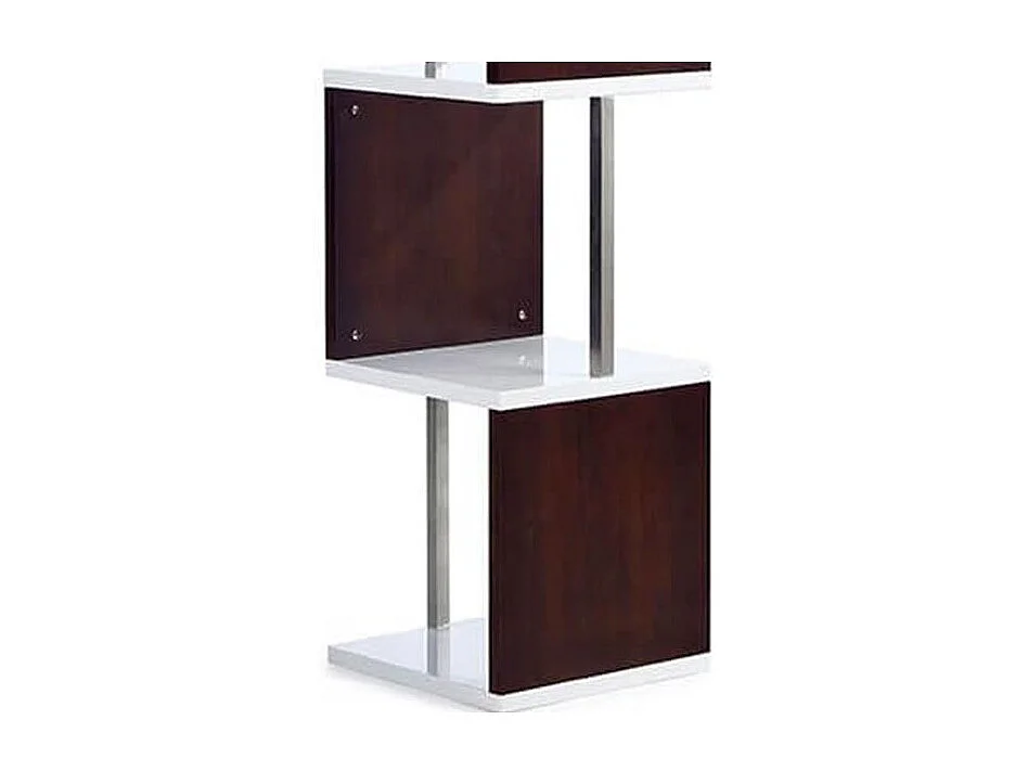 Étagère bois et laqué LEA - Noyer/Blanc Bois foncé