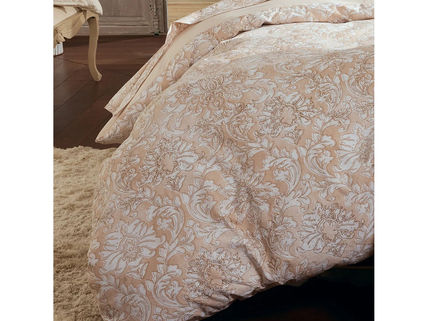 Housse de couette 300x240 cm percale de coton PALAZZO beige