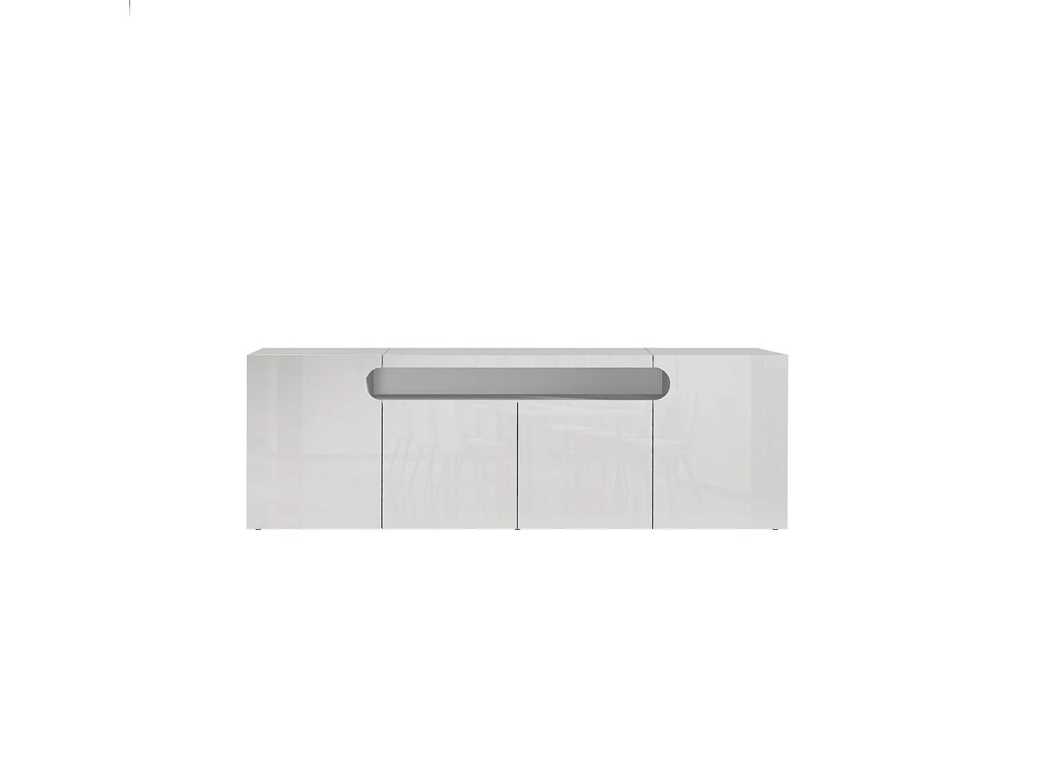 Credenza Real con 4 ante e 1 vano aperto bianco lucido 200x40x80 cm
