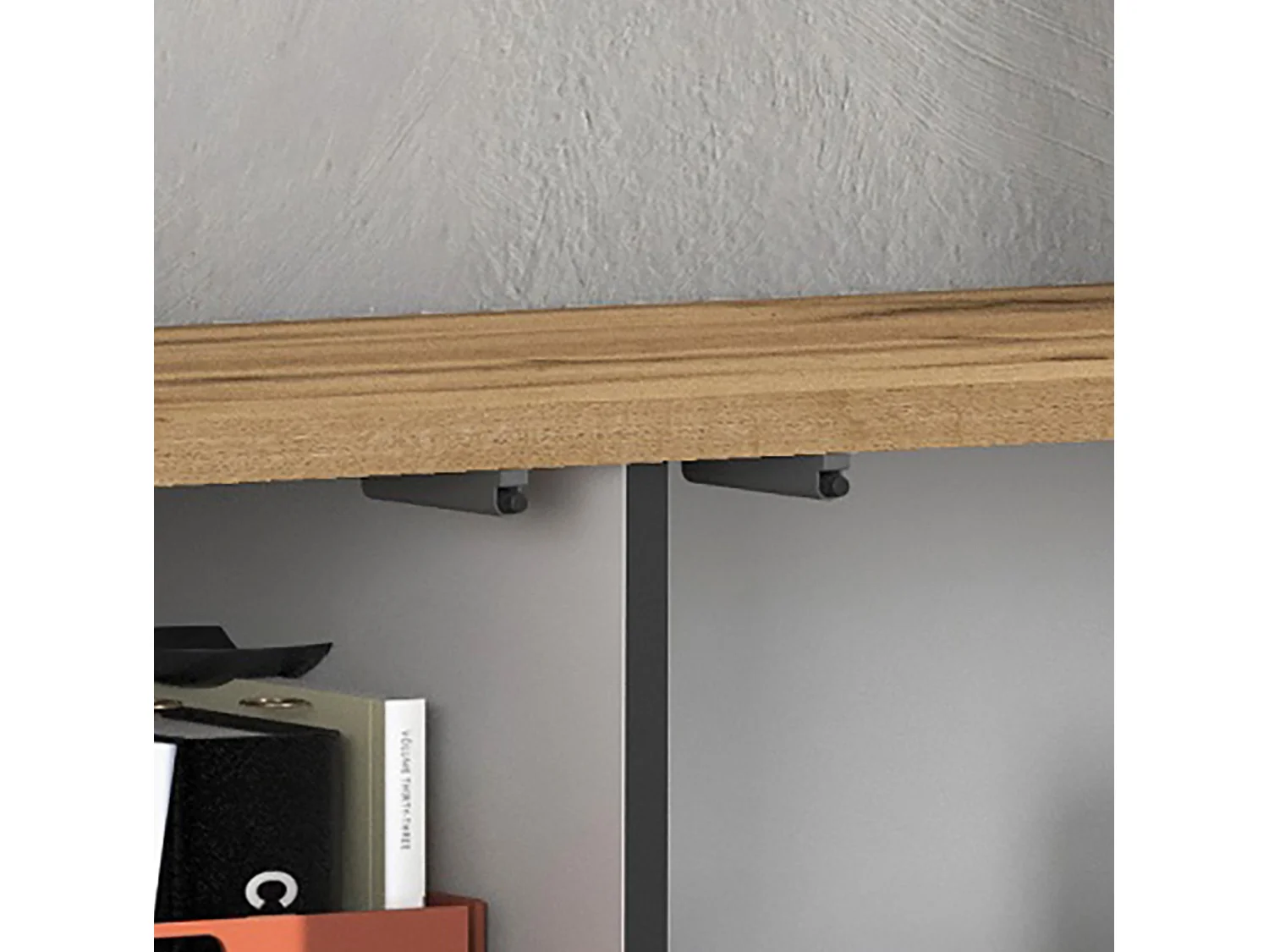 Credenza sospesa Iseo con 5 ante e 10 scomparti interni antracite opaco e rovere 200x35x70 cm