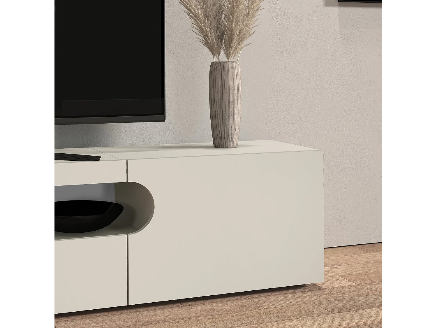 Mobile porta TV Real con 2 ante laterali 1 ribalta e 1 vano aperto cashmere 240x40x40 cm