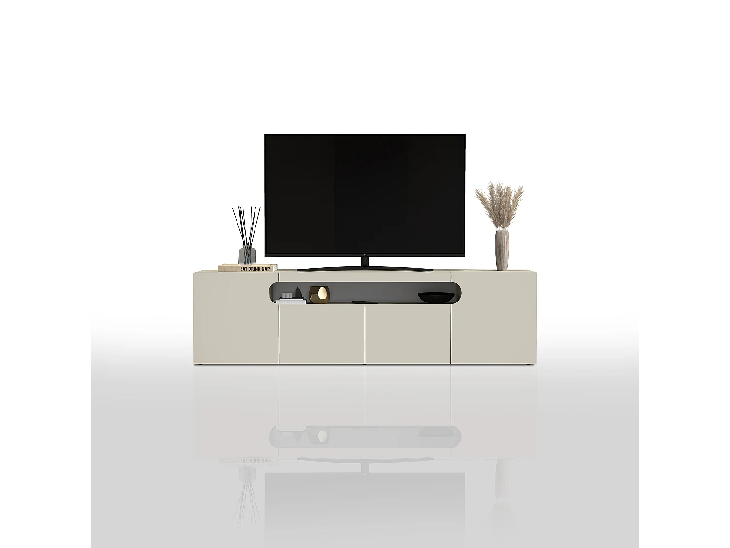 Mueble TV Real con 4 puertas y 1 compartimento abierto en color cachemira 200x40x60 cm