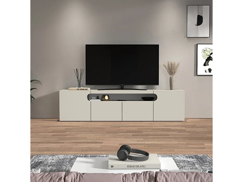 Mobile porta TV Real con 4 ante e 1 vano aperto cashmere 240x40x60 cm