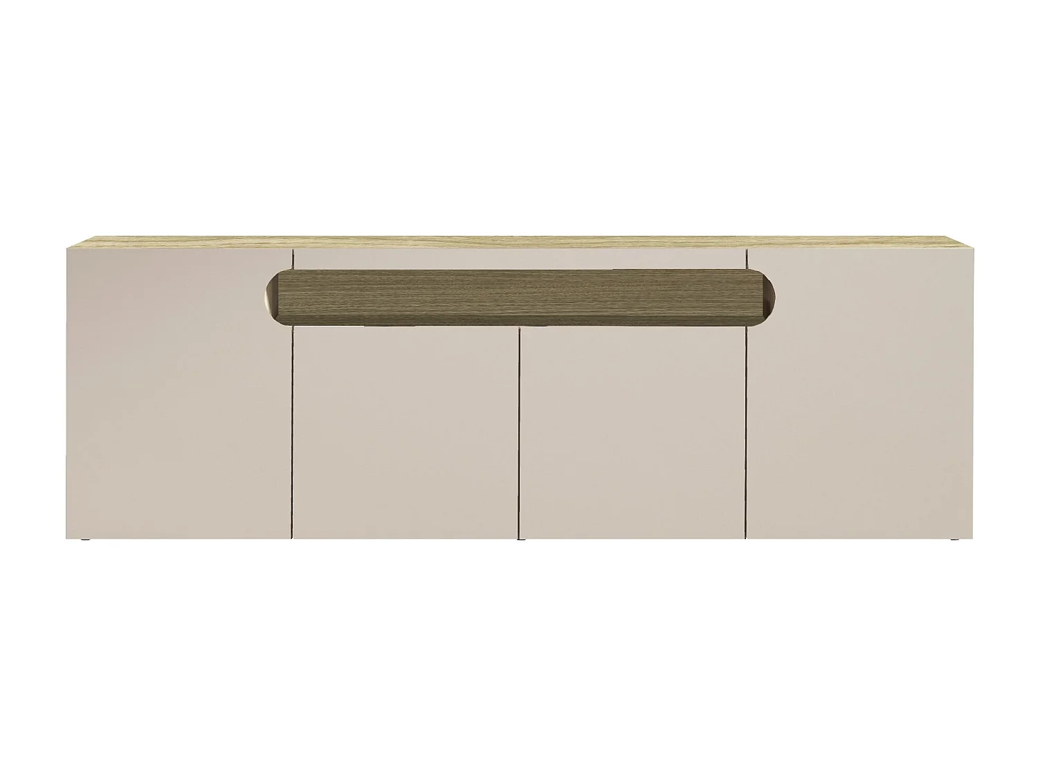 Credenza Real con 4 ante e 1 vano aperto cashmere e rovere chiaro 200x40x80 cm