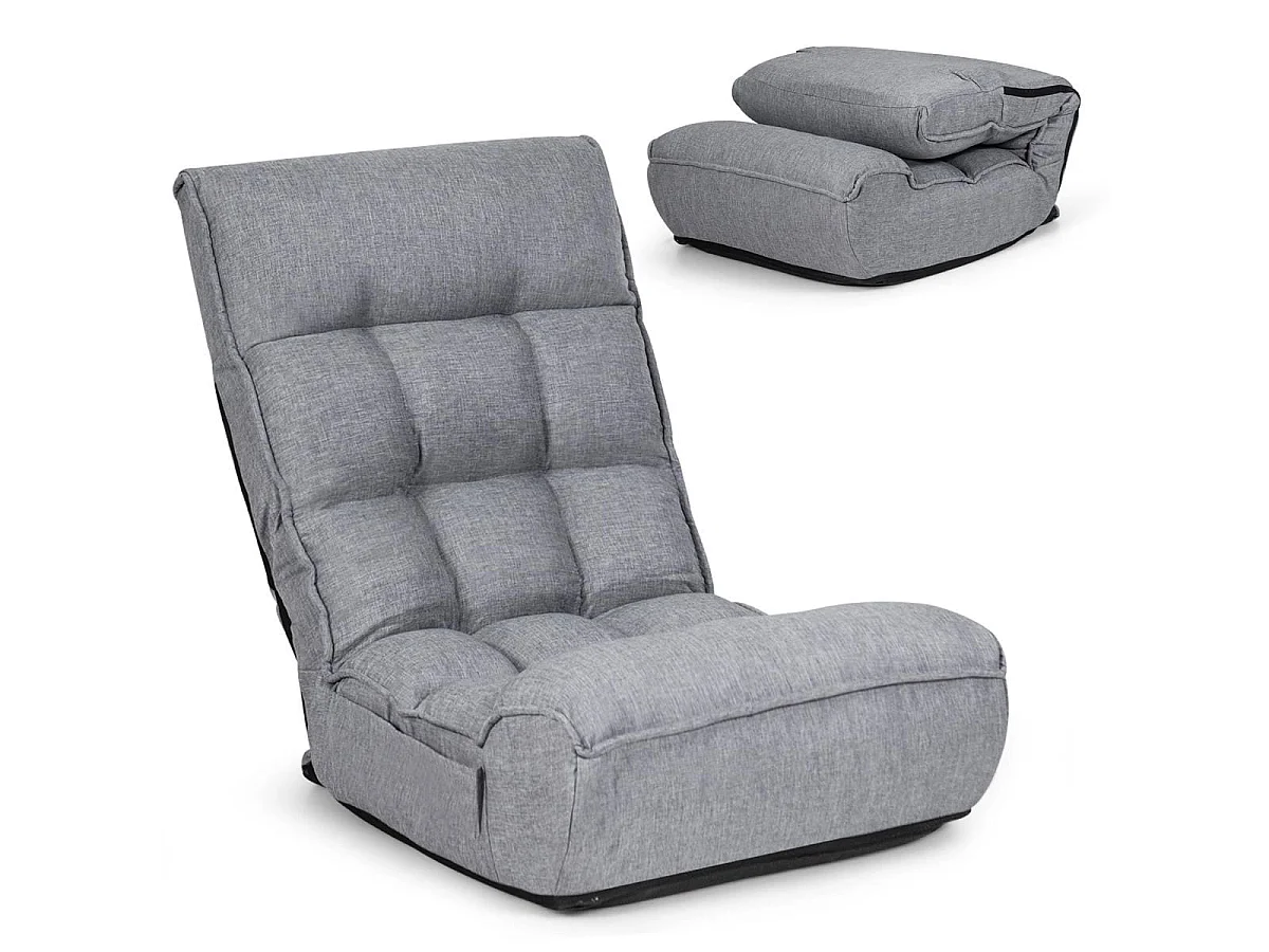 Boden-Klappstuhl 4-Fach Verstellbares Gaming-Bodensofa mit  Rückenlehne Grau