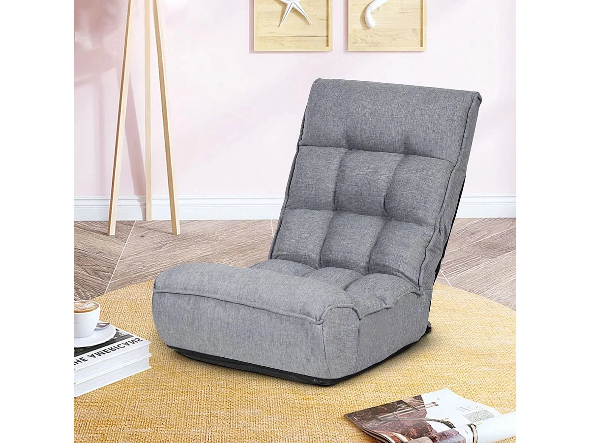 Boden-Klappstuhl 4-Fach Verstellbares Gaming-Bodensofa mit  Rückenlehne Grau