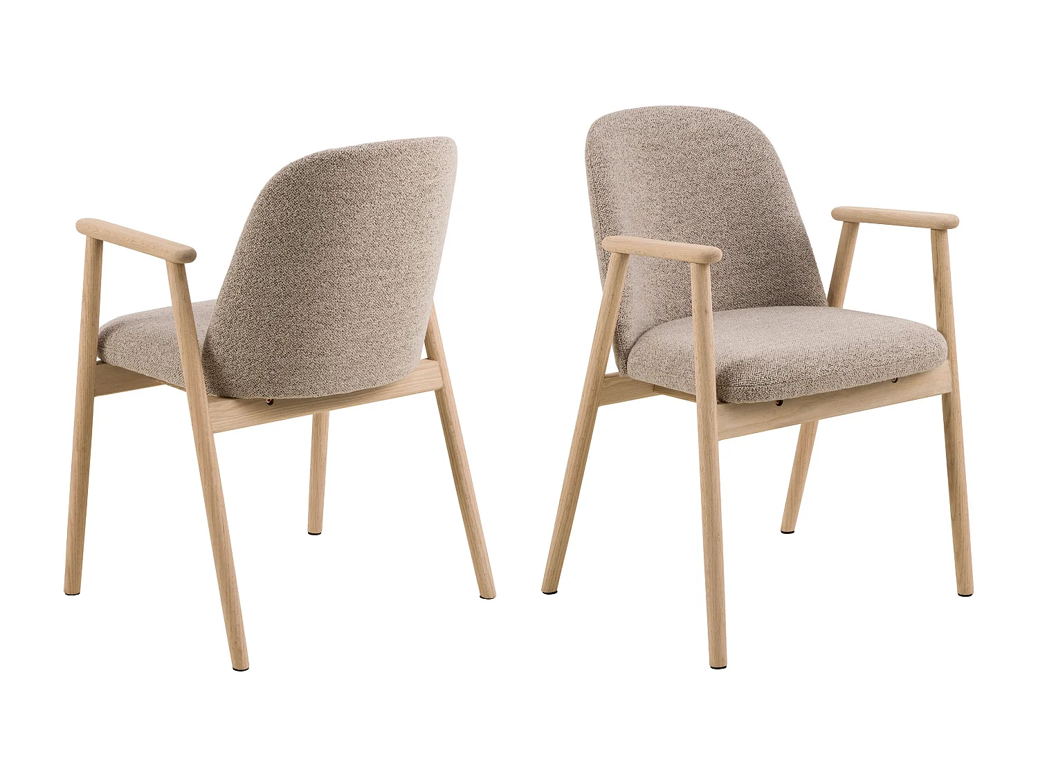 2x Krzesło Ligna wood dębowe z podłokietnikami, Beige 60