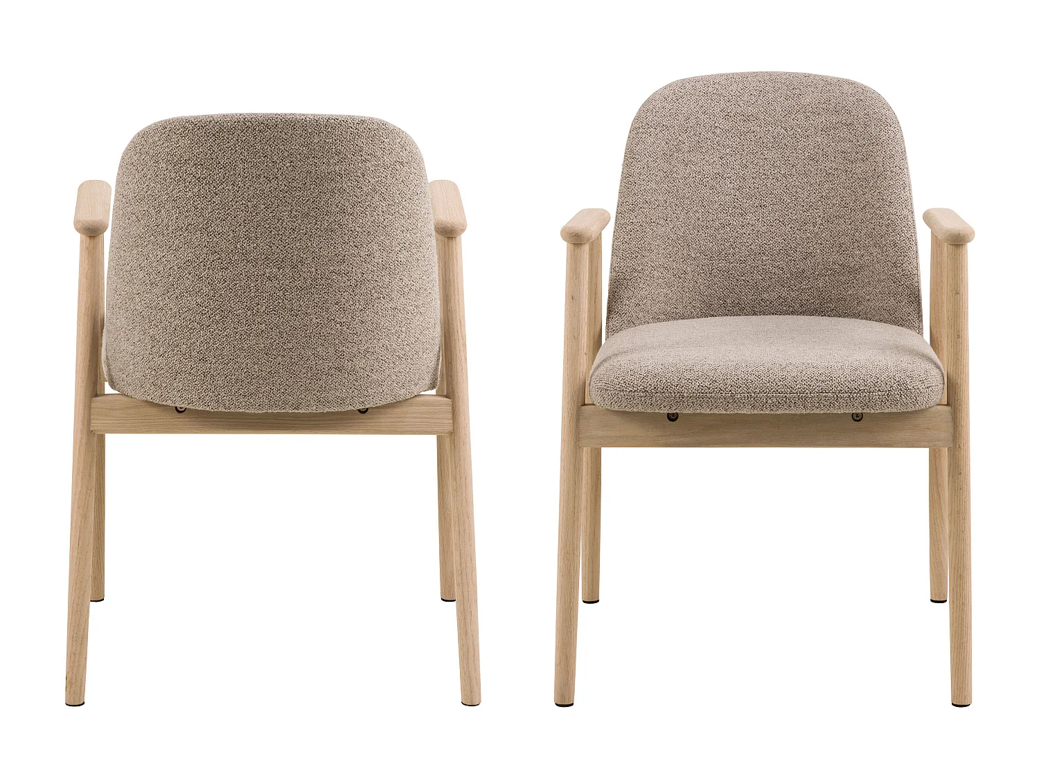 2x Krzesło Ligna wood dębowe z podłokietnikami, Beige 60