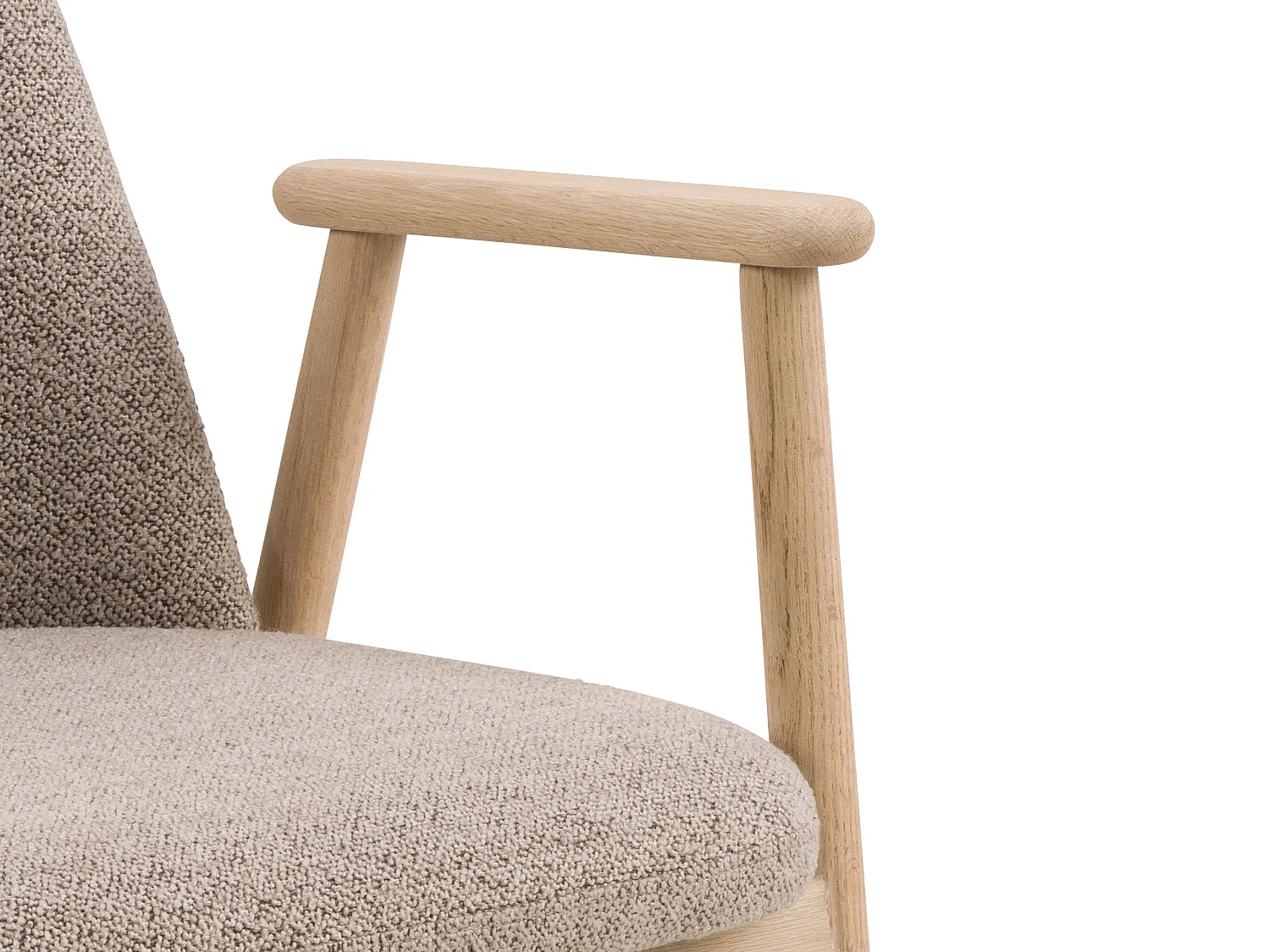 2x Chaise Ligna en bois de chêne avec accoudoirs, Beige 60