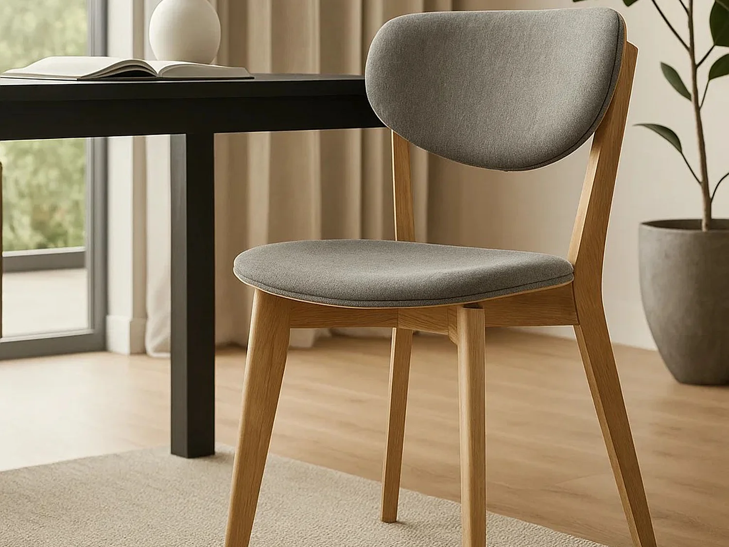 2x Krzesło dębowe Nordica tapicerowane, Light Grey 6