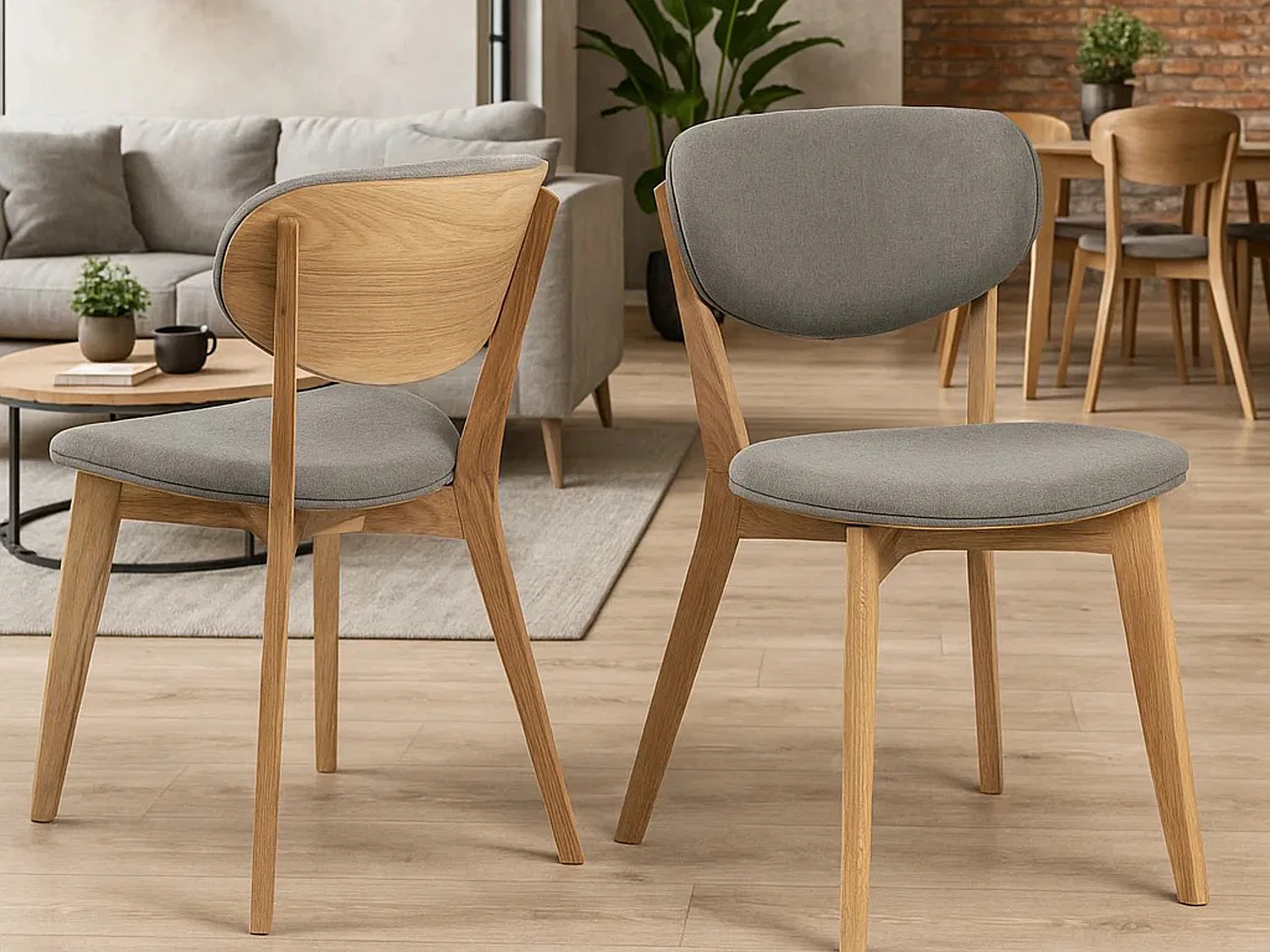 2x Krzesło dębowe Nordica tapicerowane, Light Grey 6