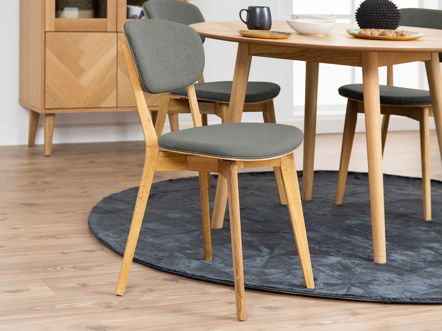 2x Krzesło dębowe Nordica tapicerowane, Light Grey 6