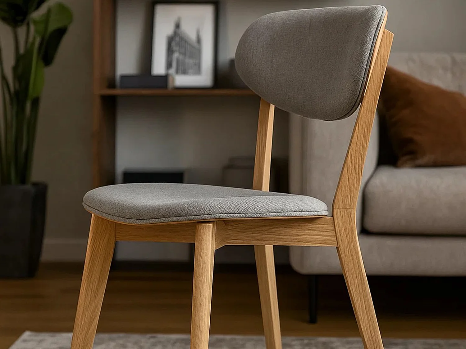 2x Krzesło dębowe Nordica tapicerowane, Light Grey 6