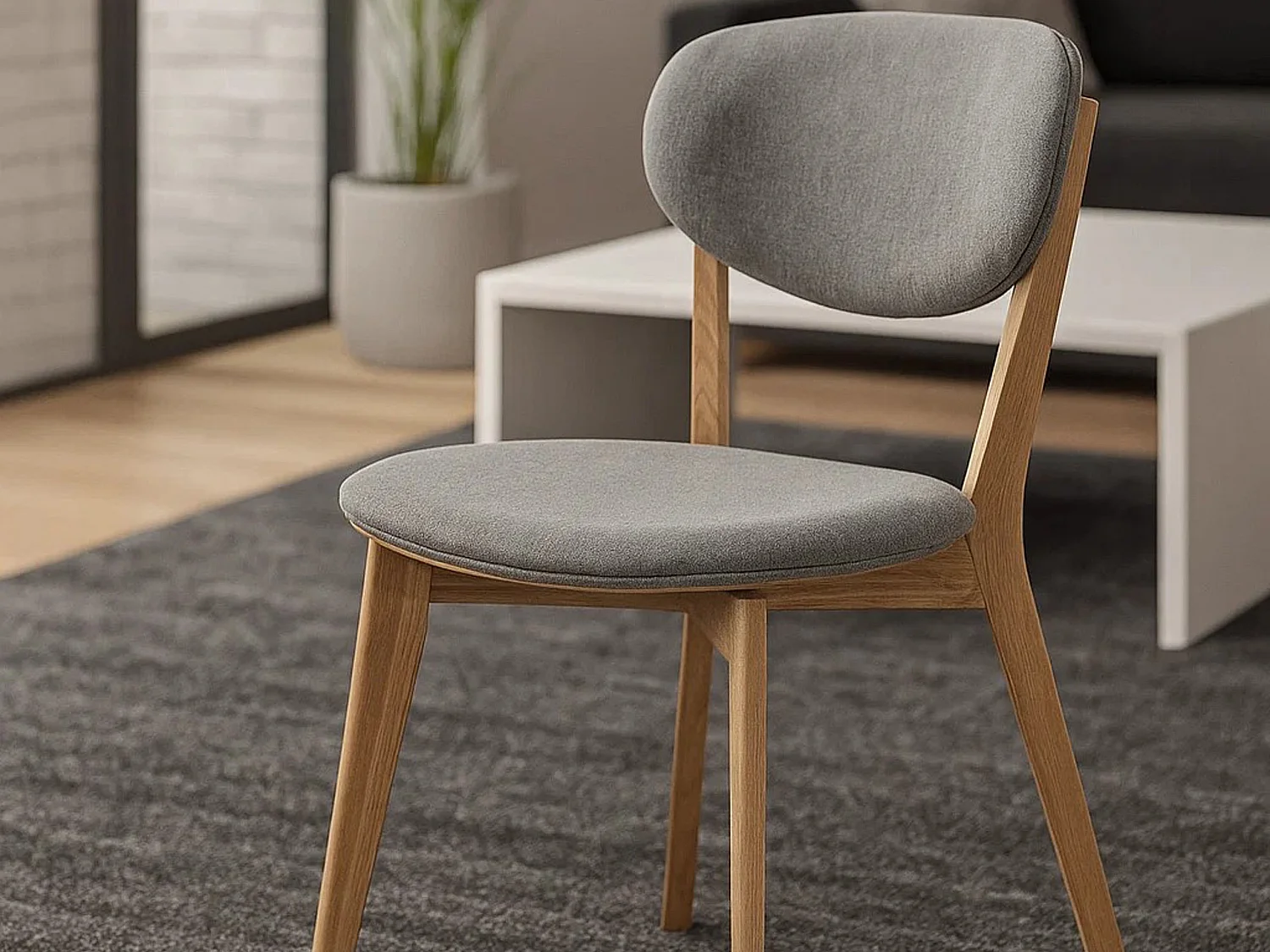 2x Krzesło dębowe Nordica tapicerowane, Light Grey 6