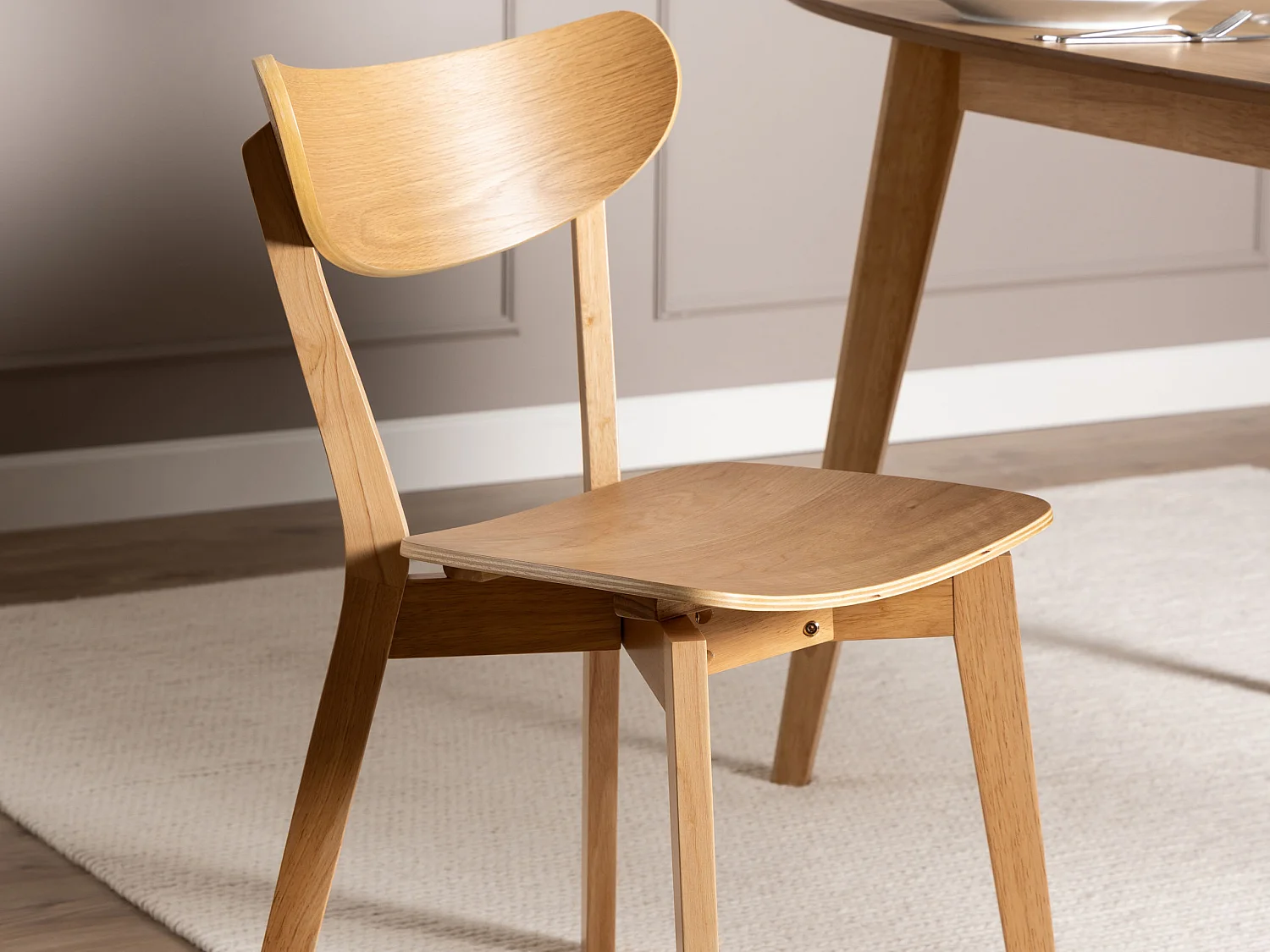 2xKrzesło Lumo drewniane skandynawskie, kolor dębowy lakierowany