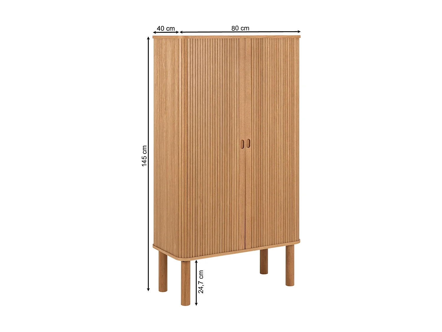Komoda Ligna 145x80 z drzwiami lamelowymi, kolor Oak lacquered