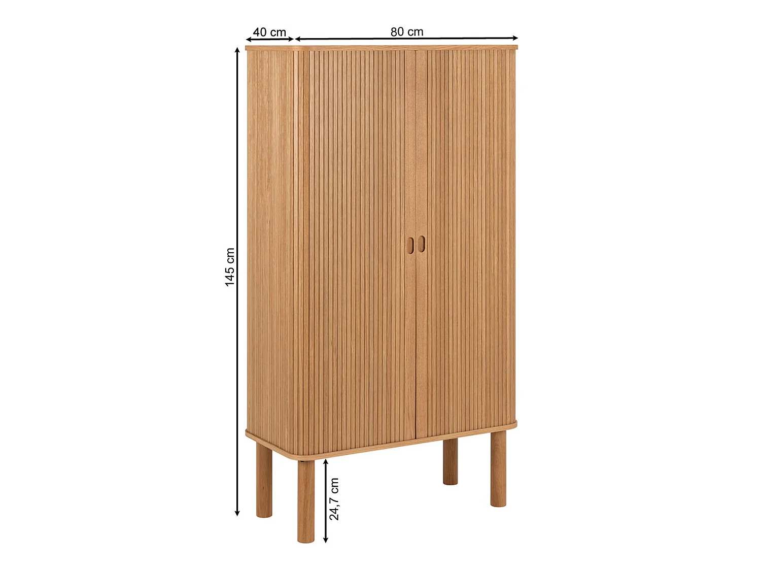 Komoda Ligna 145x80 z drzwiami lamelowymi, kolor Oak lacquered