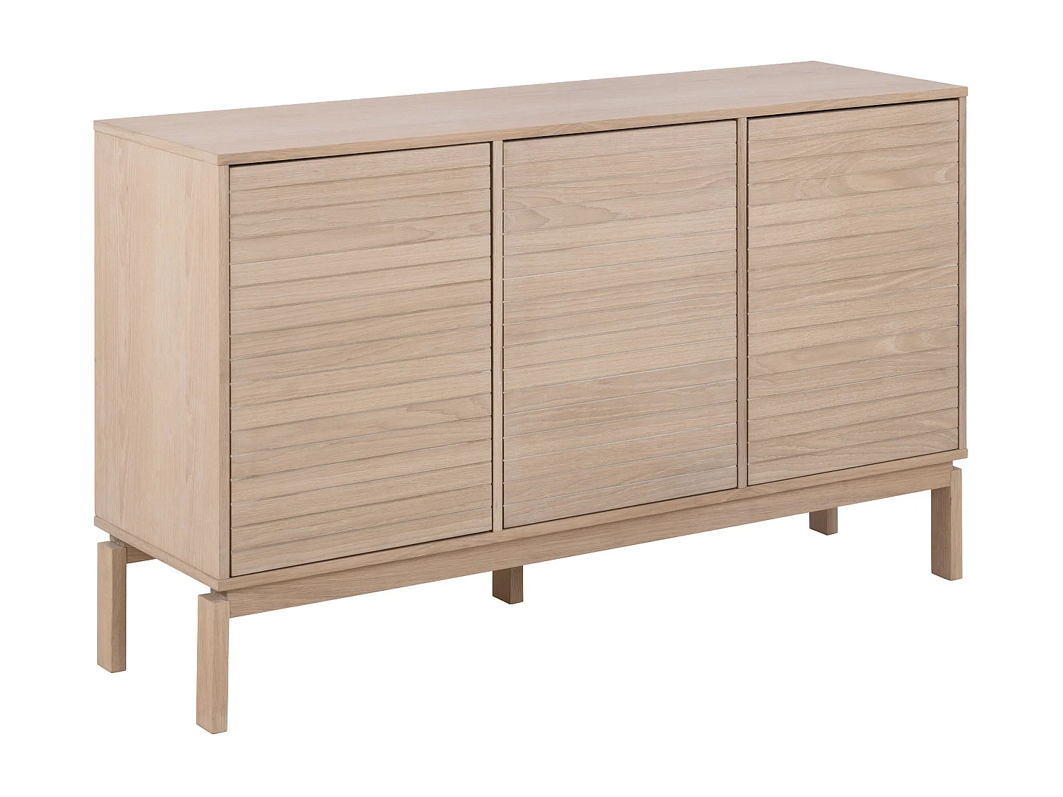 Komoda Cortina z frontem lamelowym, kolor dębowy bielony olejowany