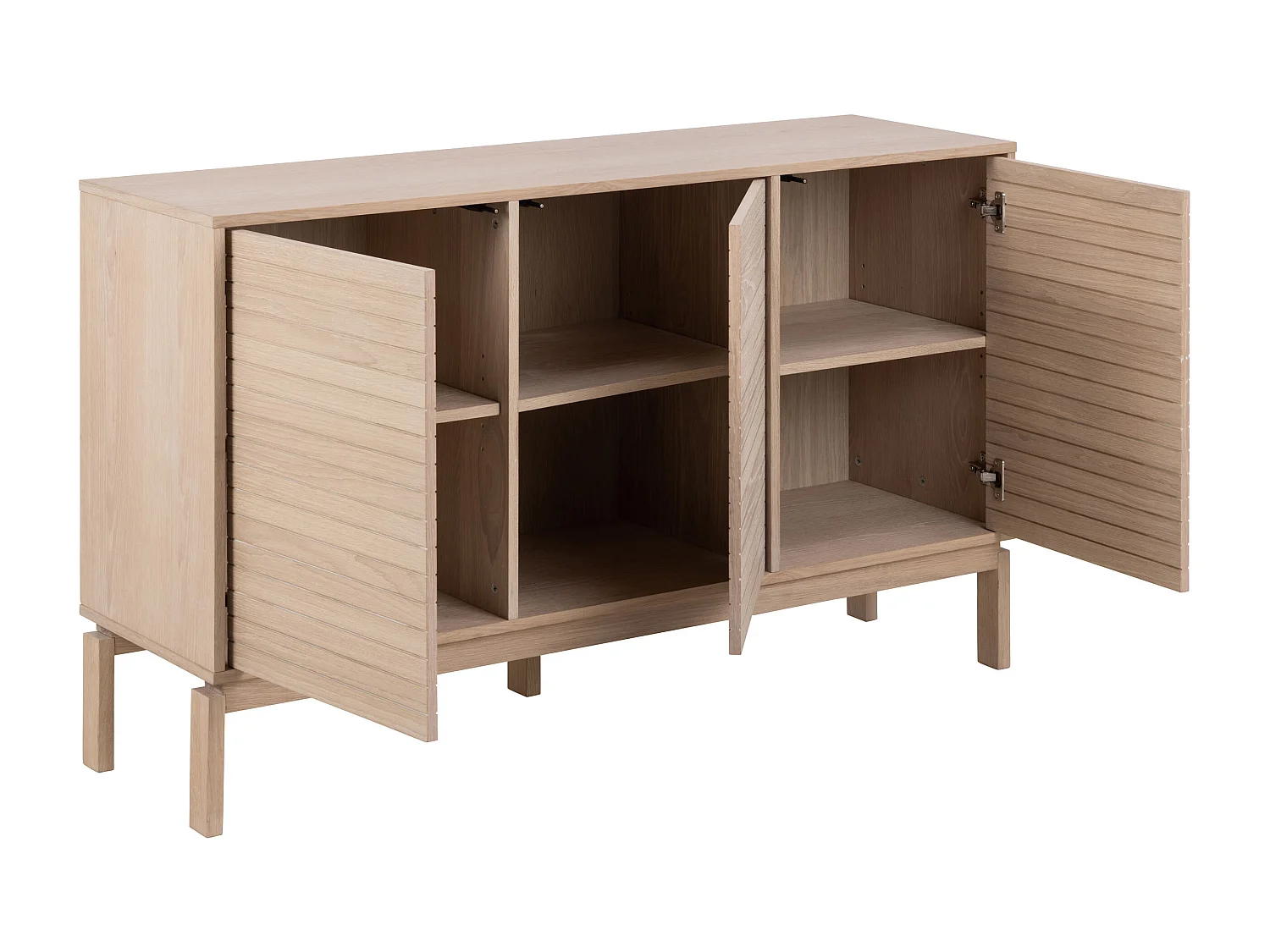 Komoda Cortina z frontem lamelowym, kolor dębowy bielony olejowany