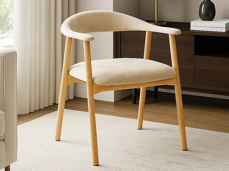 2x Krzesło dębowe Scandi line z podłokietnikami, tapicerowane Danny beige 3