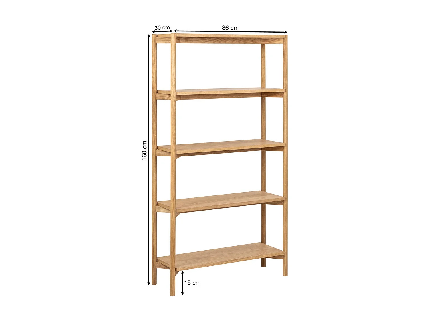 Regał Fjord dębowy wysoki 160x86 cm – styl skandynawski, kolor dębowy olejowany