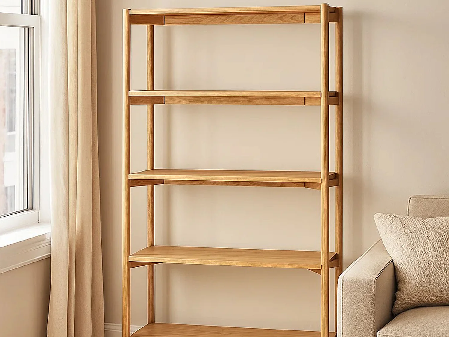 Étagère Fjord en chêne haute 160x86 cm – style scandinave, couleur chêne huilé