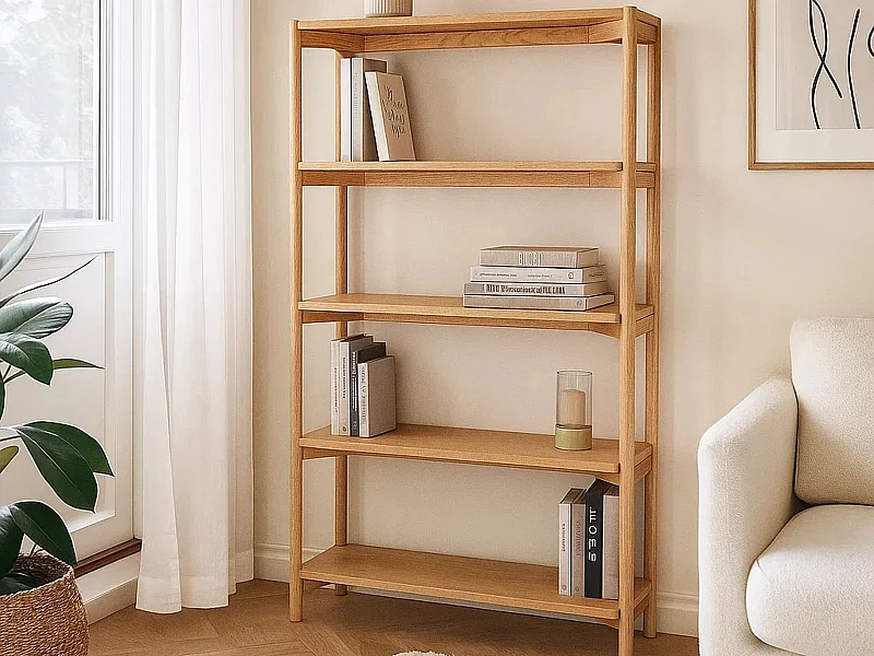 Regał Fjord dębowy wysoki 160x86 cm – styl skandynawski, kolor dębowy olejowany