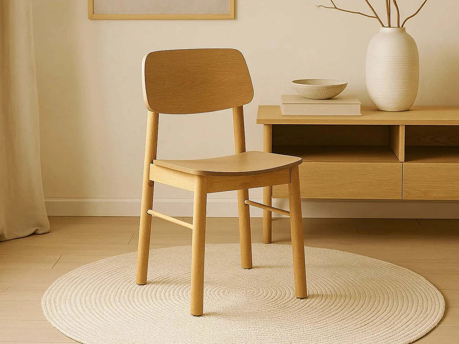 Komplet stół i 4 krzesła Hikari 120x80, drewno kauczukowe