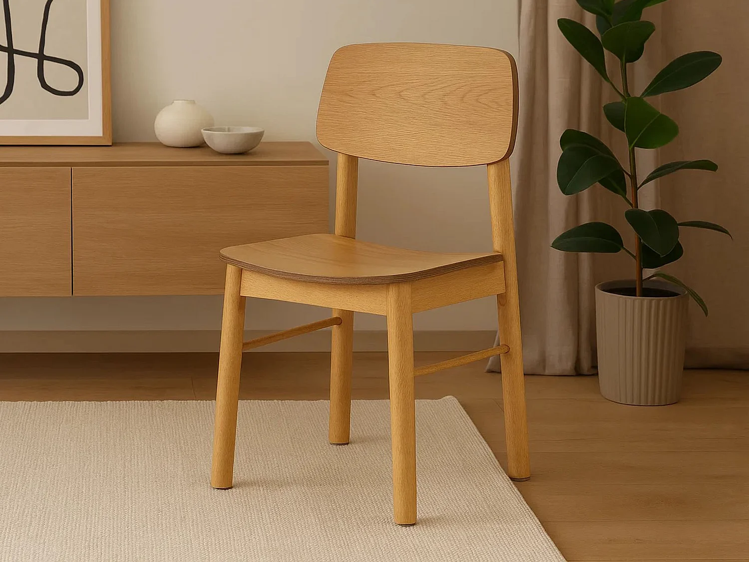 Komplet stół i 4 krzesła Hikari 120x80, drewno kauczukowe