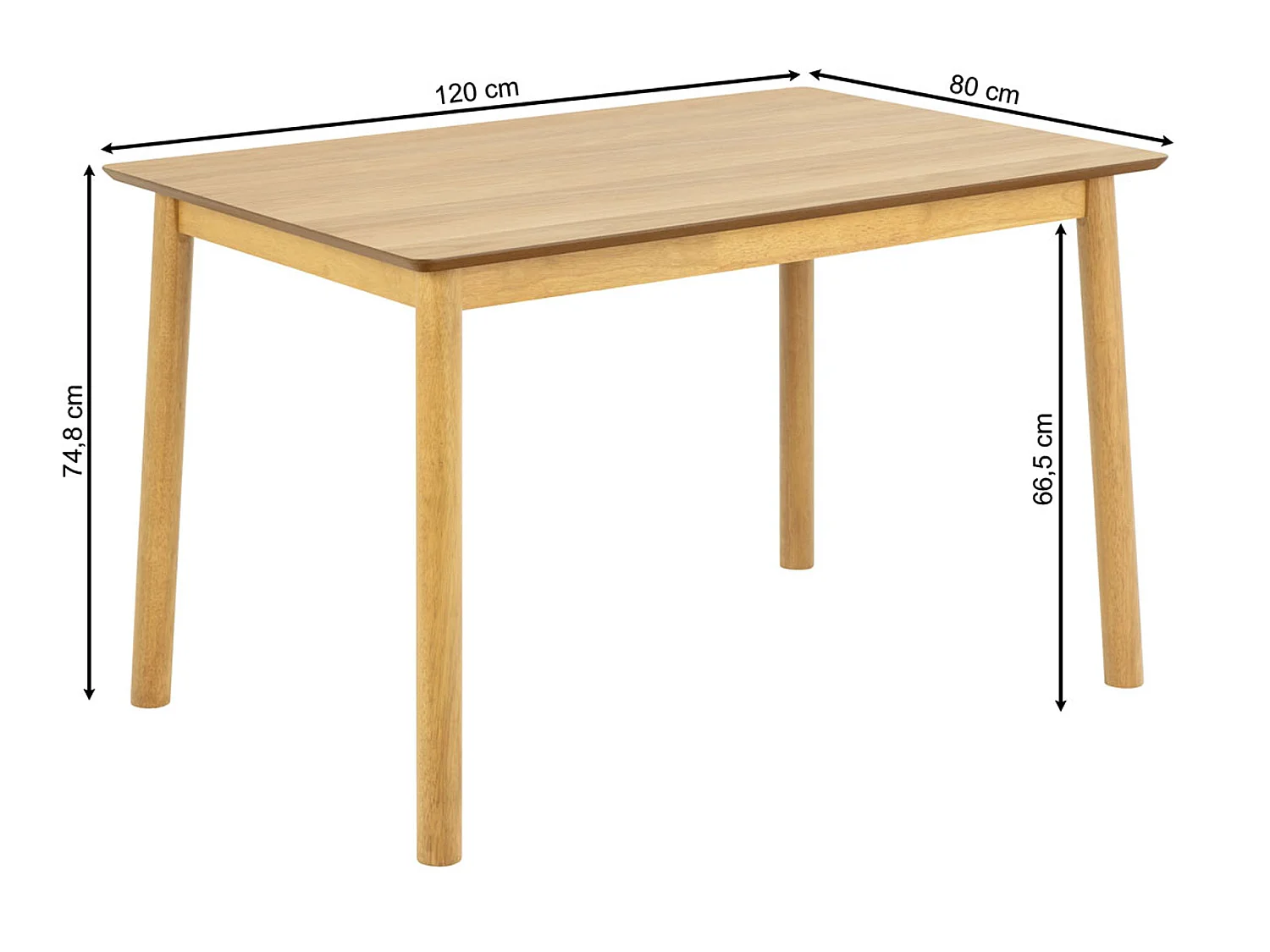 Set aus Tisch und 4 Stühlen Hikari 120x80, Kautschukholz