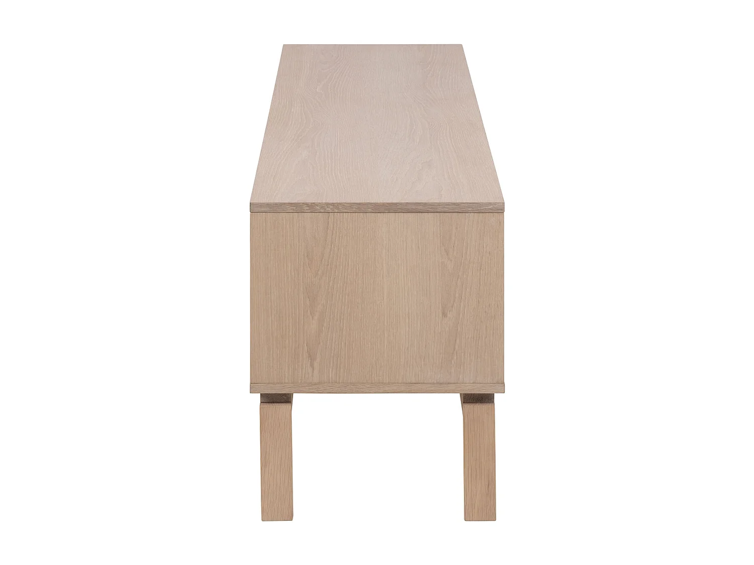 Szafka RTV Cortina 160 cm z frontem lamelowym, kolor dębowy bielony olejowany