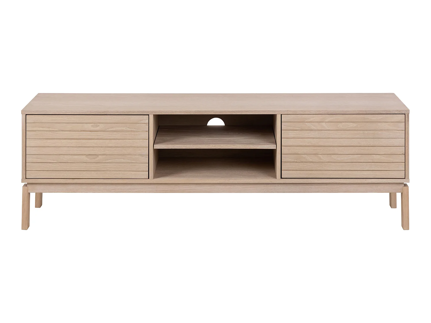 TV-kast Cortina 160 cm met lamellenfront, kleur gebleekt eiken geolied