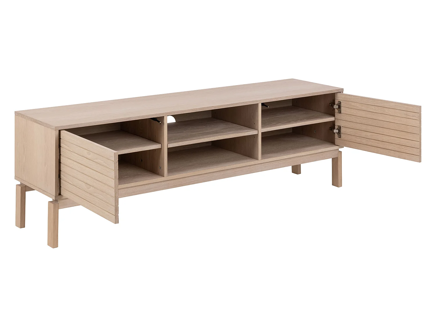 TV-kast Cortina 160 cm met lamellenfront, kleur gebleekt eiken geolied