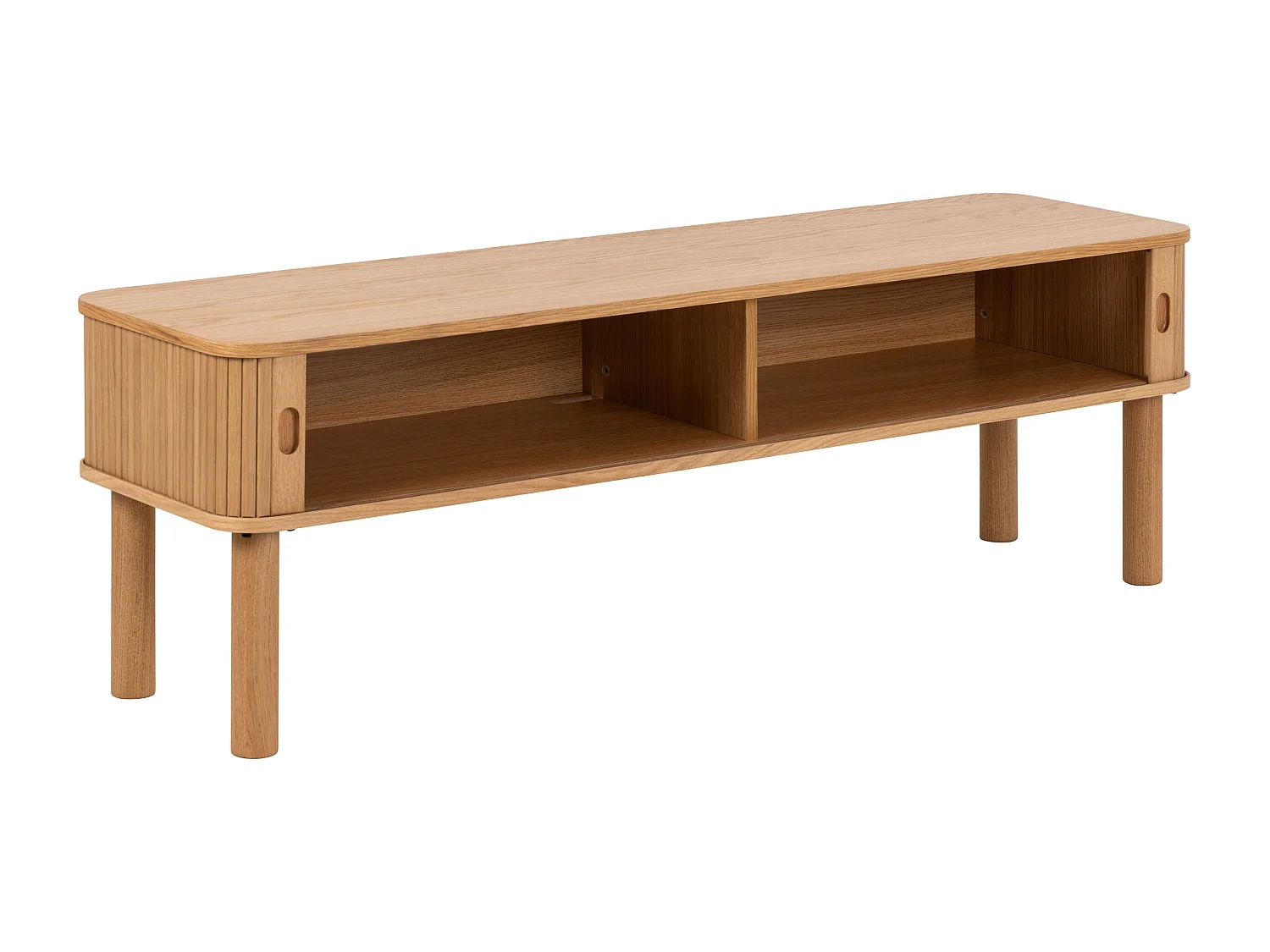 Szafka RTV Ligna 140 cm drzwi lamelowe, kolor Oak lacquered
