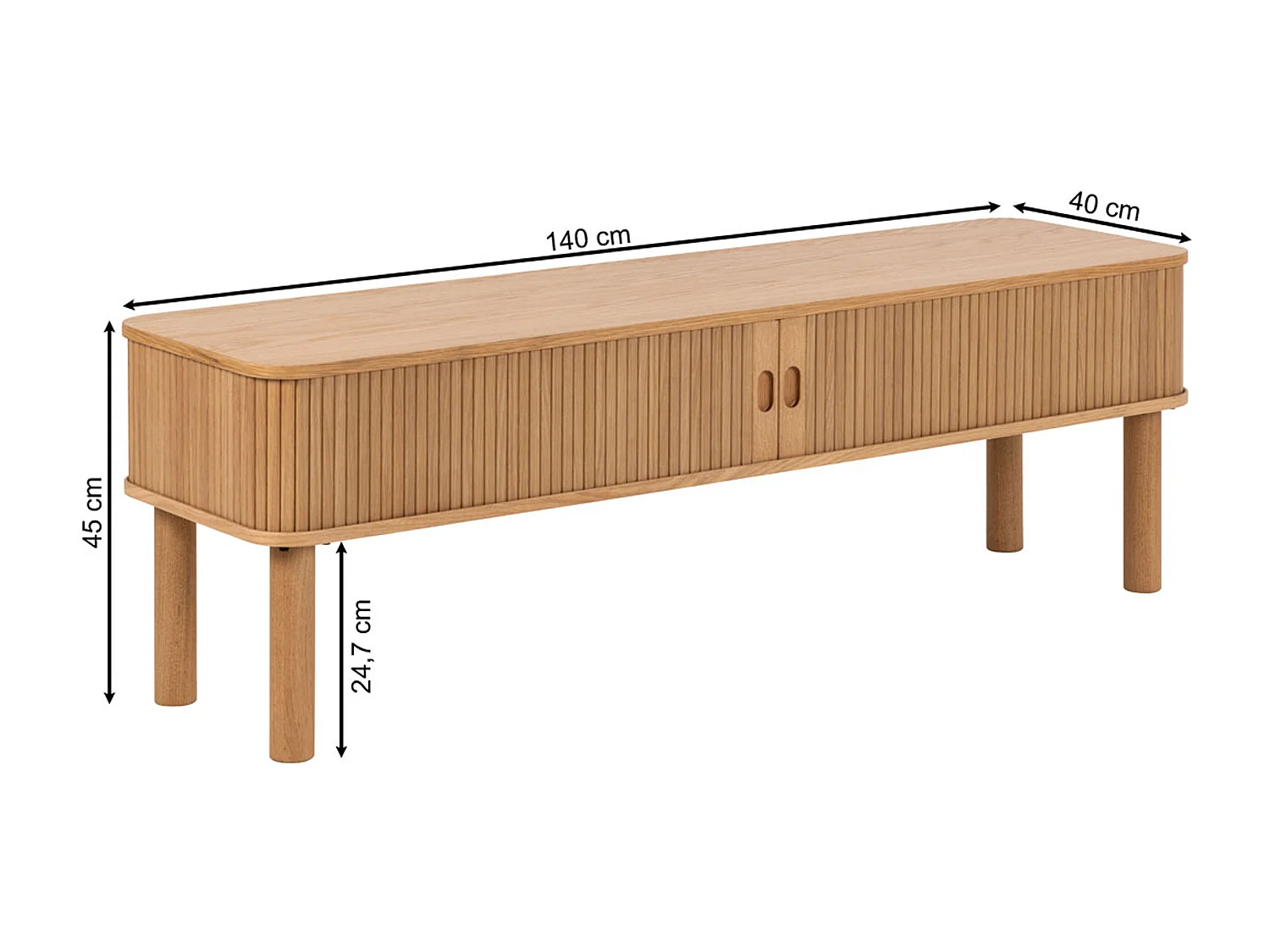Szafka RTV Ligna 140 cm drzwi lamelowe, kolor Oak lacquered