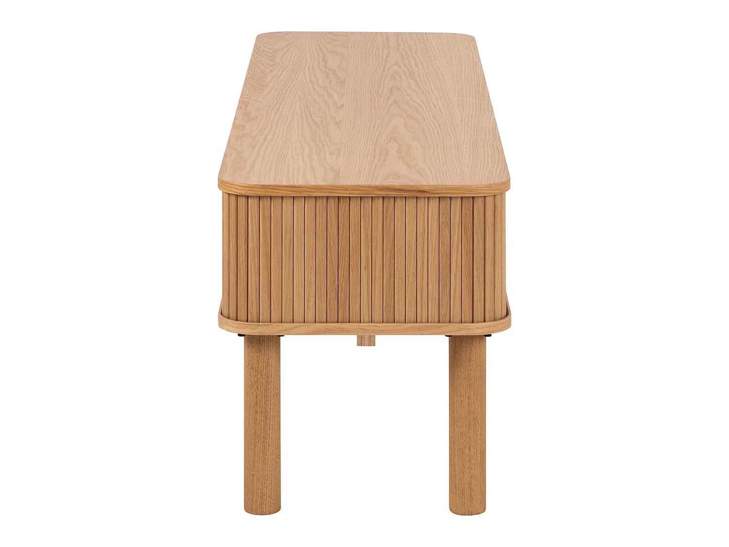 Meuble TV Ligna 140 cm portes lamellées, couleur chêne laqué