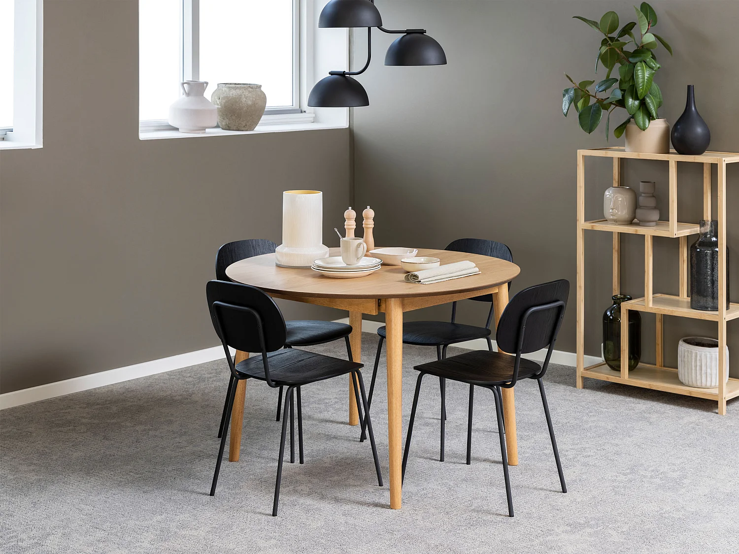 Stół okrągły rozkładany 115-154 cm Firenze, kolor dębowy lakierowany