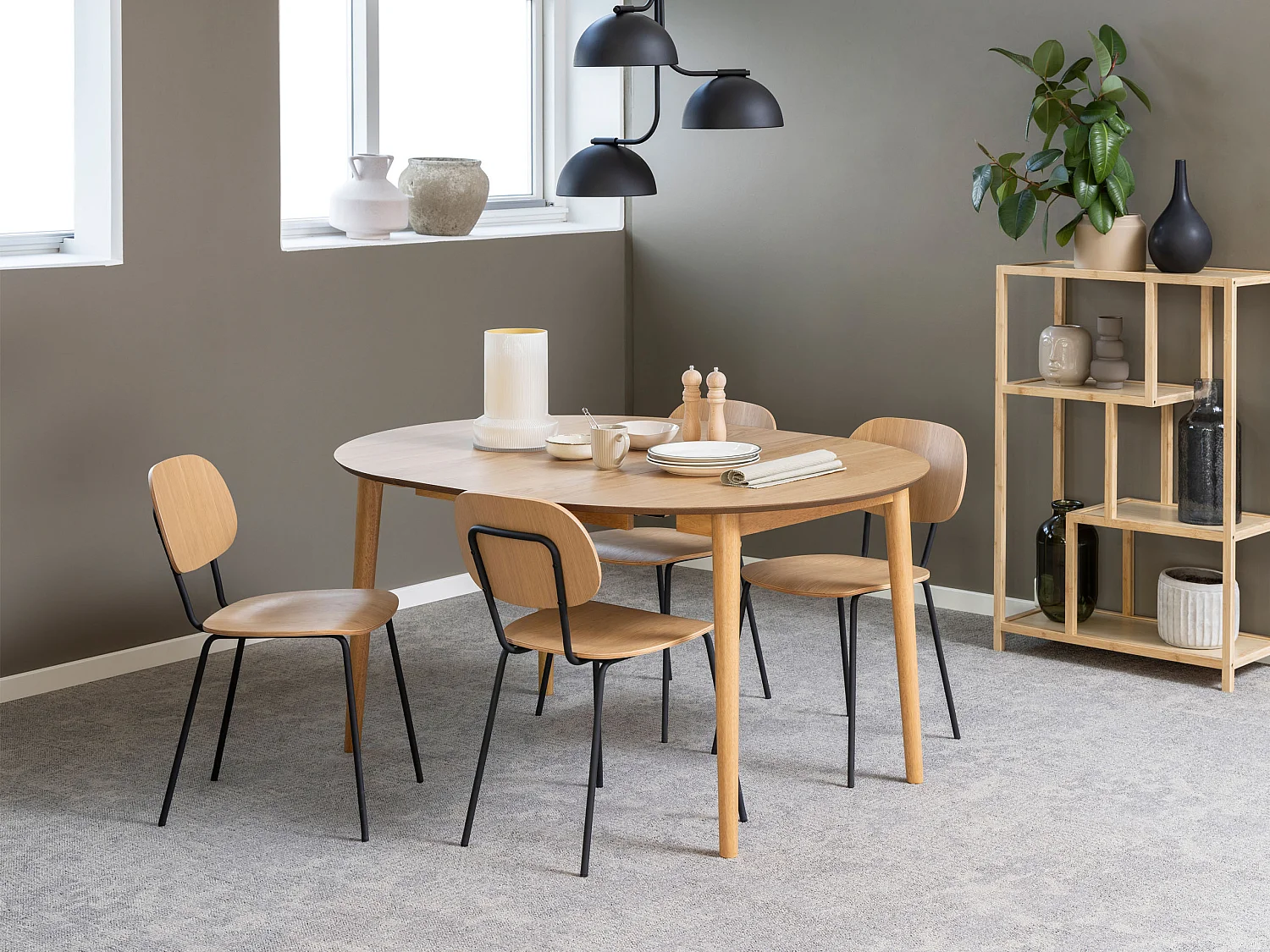 Stół okrągły rozkładany 115-154 cm Firenze, kolor dębowy lakierowany