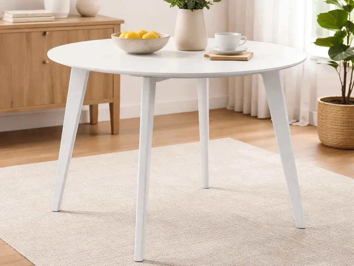 Runder Tisch 105 cm Lumo, Farbe Weiß