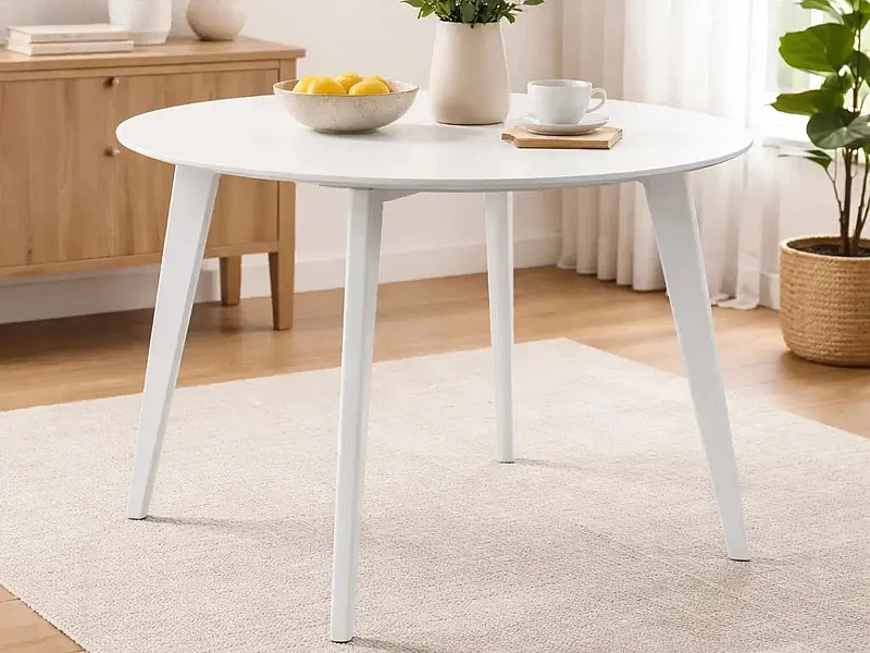 Table ronde 105 cm Lumo, couleur blanche