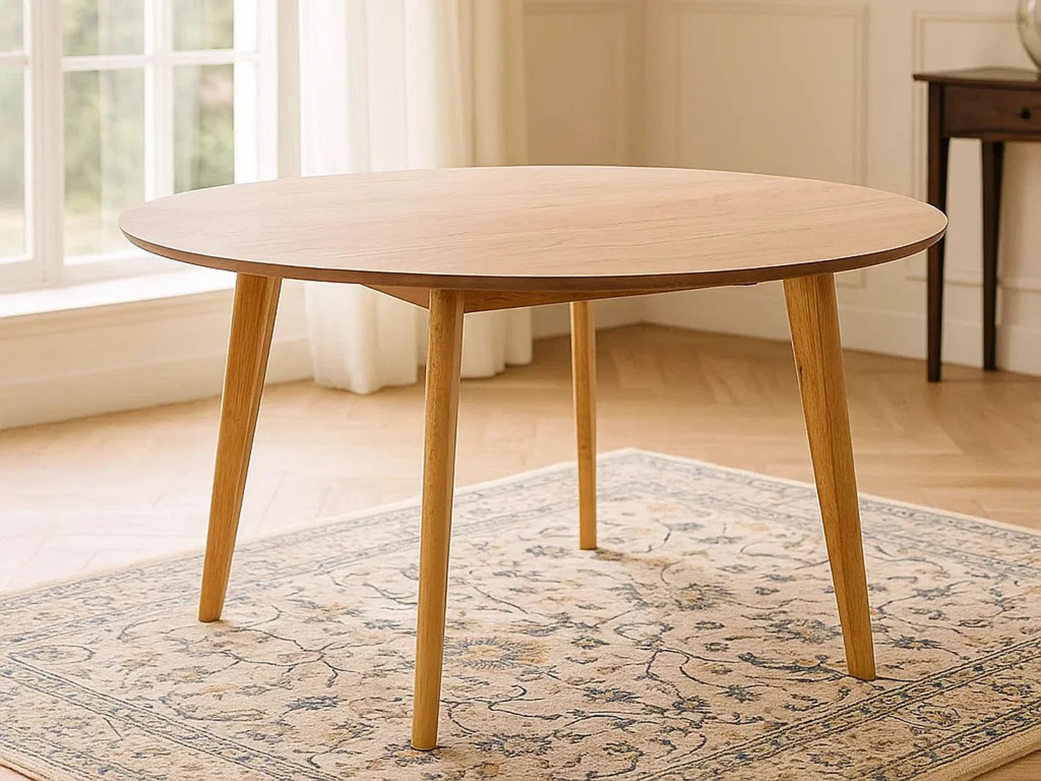 Stół okrągły Lumo 140 cm – styl skandynawski -  dębowy