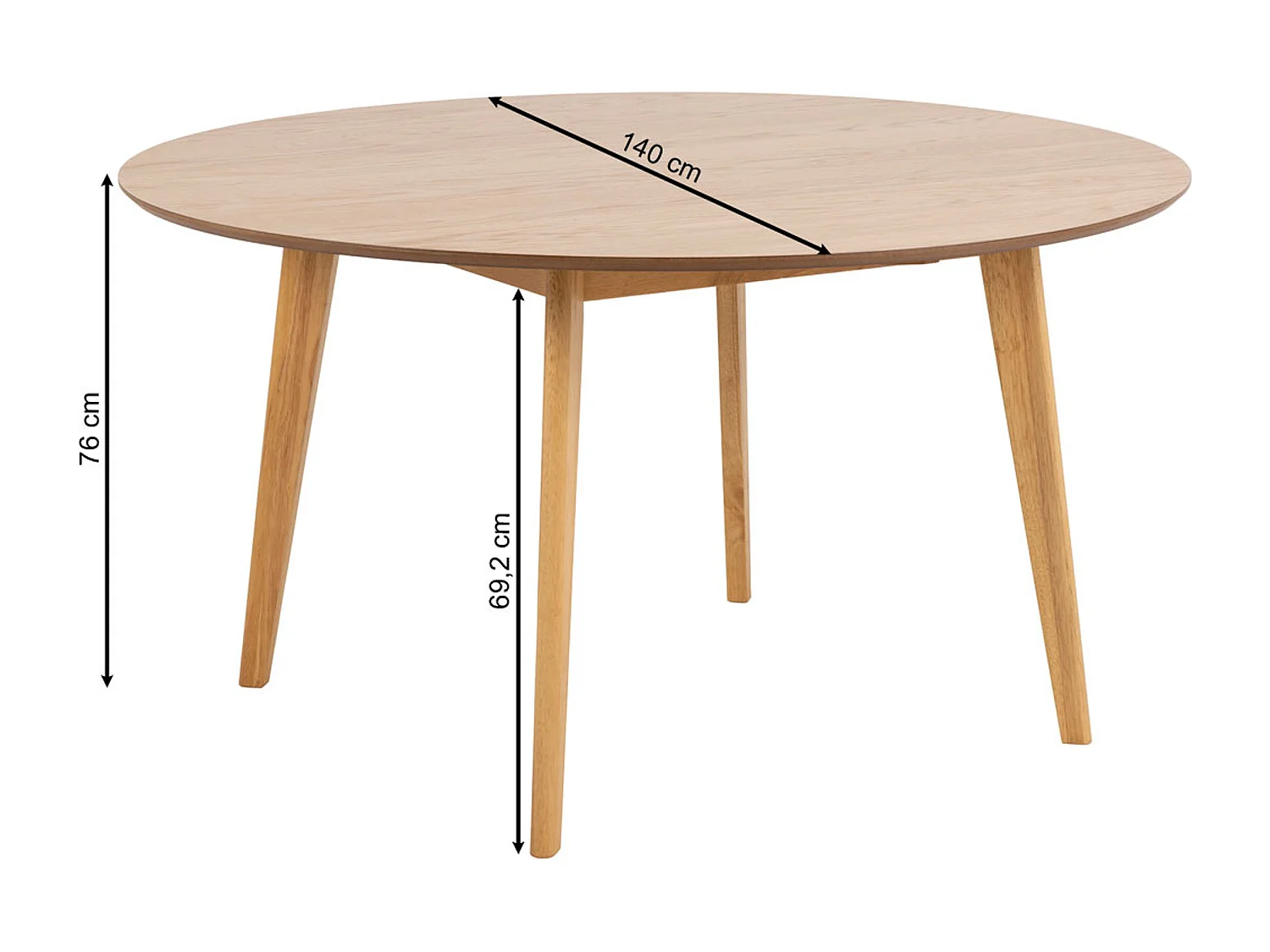 Stół okrągły Lumo 140 cm – styl skandynawski -  dębowy