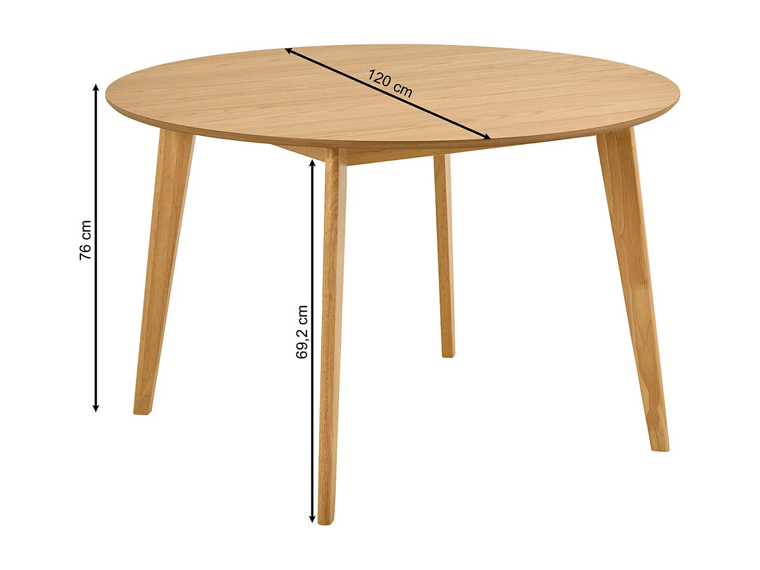 Stół okrągły Lumo 120 cm – styl skandynawski, kolor orzech włoski lakierowany