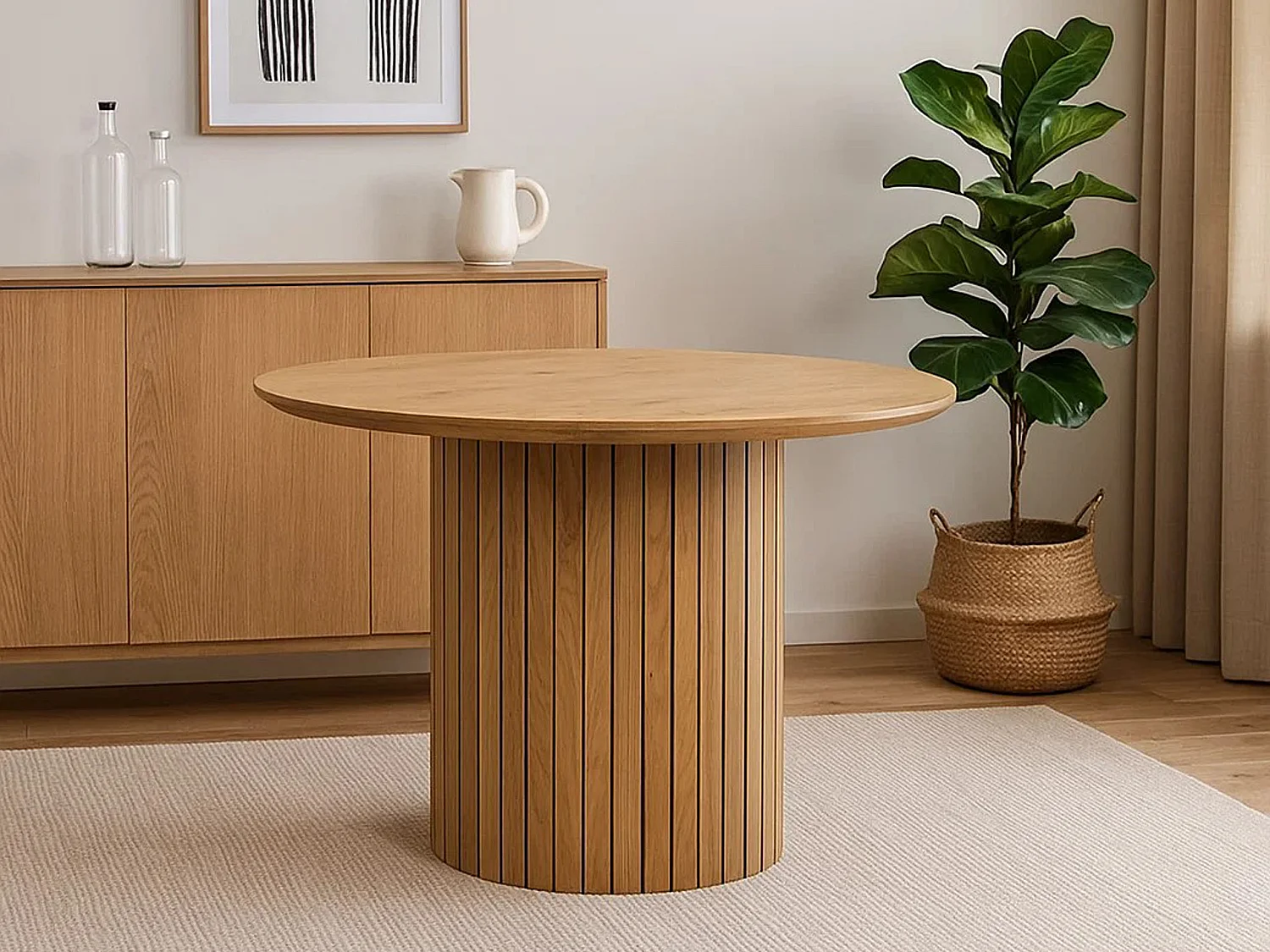 Stół okrągły 120 cm Orbis lamele, dąb dziki